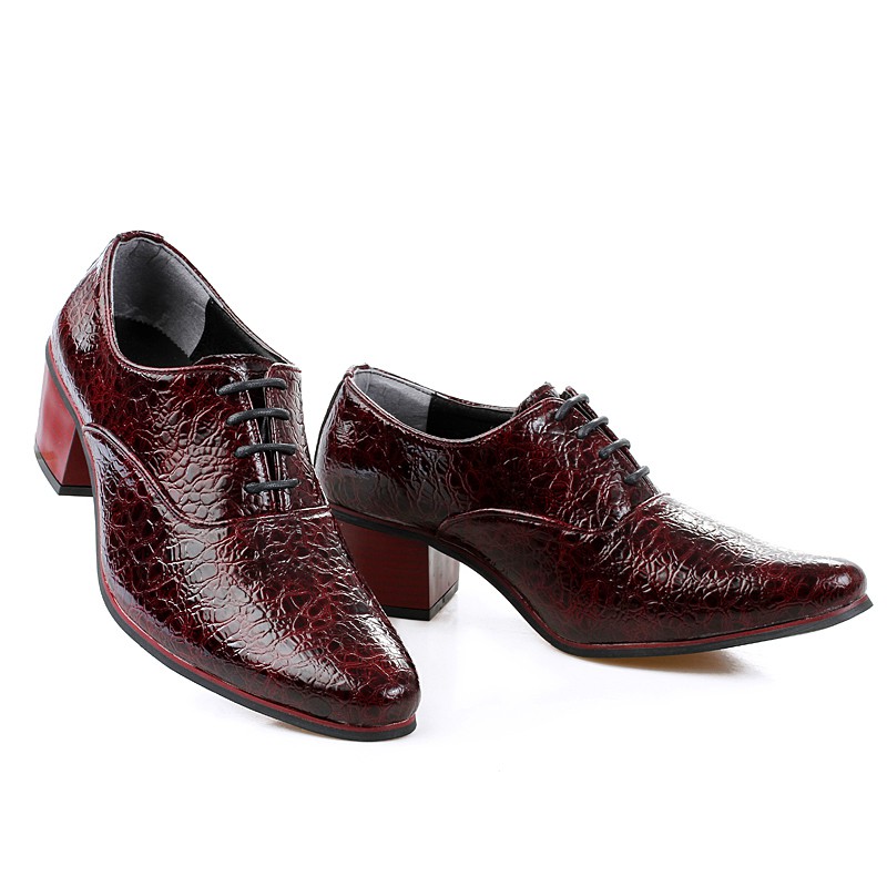 High Heel Formal Men's Leather Shoes Party Shoes Hair Stylist Leather Shoes  | Shopee Malaysia