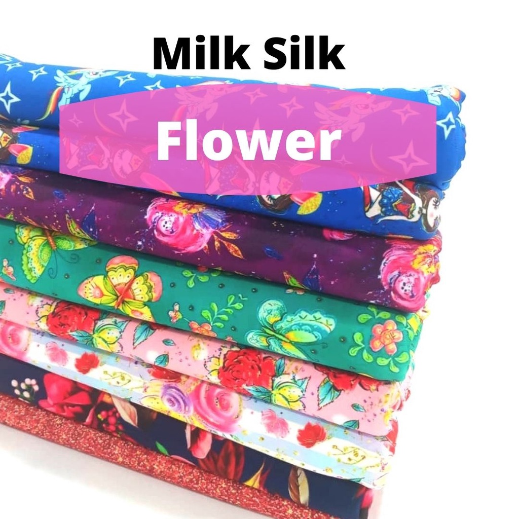 🌸 Kain Knit Milk Silk Fabric Flower Leaves Shopee Malaysia