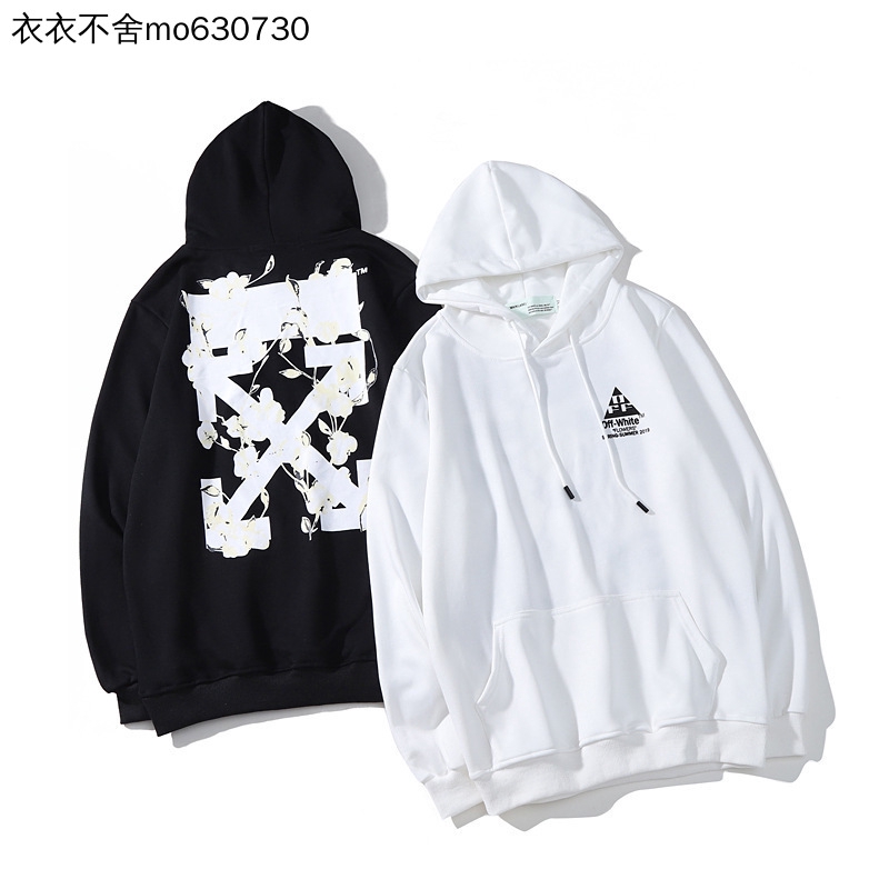 off white cotton flower hoodie