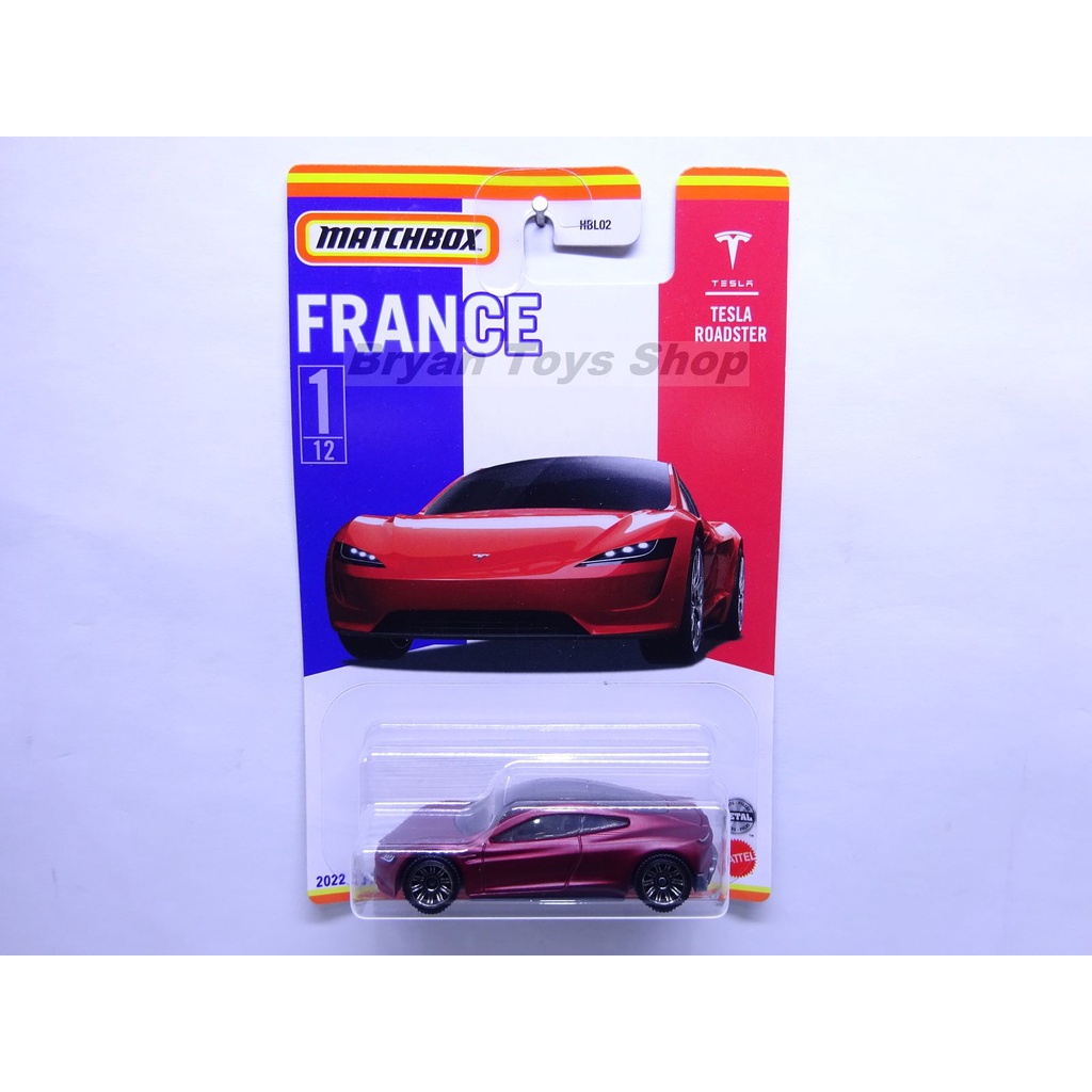 MERAH Matchbox France Tesla Roadster Red