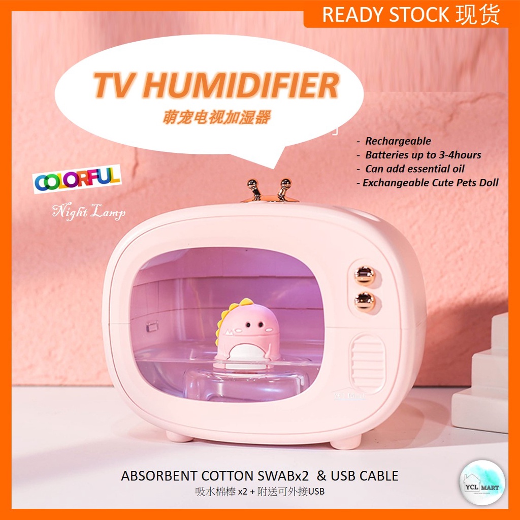 《Ready Stock》TV CUTE PET HUMIDIFER USB PORTABLE 400 ML TV电视机萌宠加湿器USB可充电 400ml Air refresher/Gift/Ultrasonic Diffuser