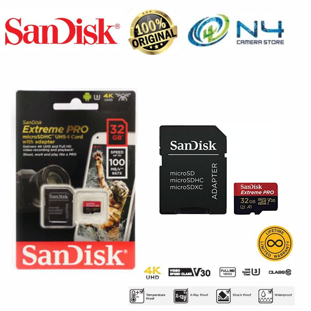 Sandisk Extreme Pro 100mb S Micro D U3 4k Memory Card 32gb Shopee Malaysia