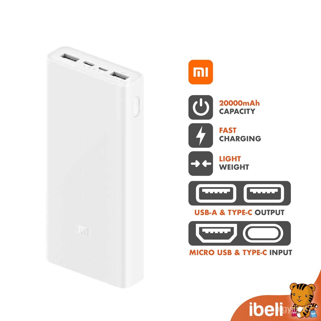 Xiaomi 3 20000mah 18w fast charge with new dual usb input out port ...