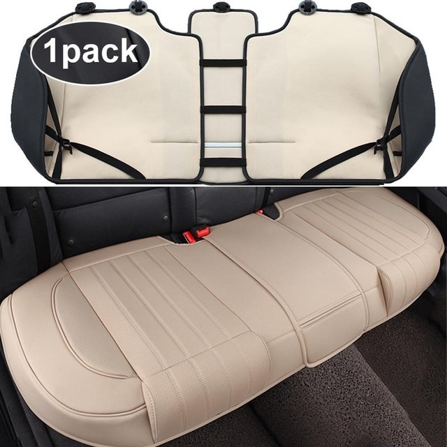 HCMAX Luxury Four Seasons Breathable Car Interior Seat Cushion Cover Pad Mat for Auto Car Supplies PU Leather Bamboo Charcoal 2+1 Front & Rear Seat Covers 