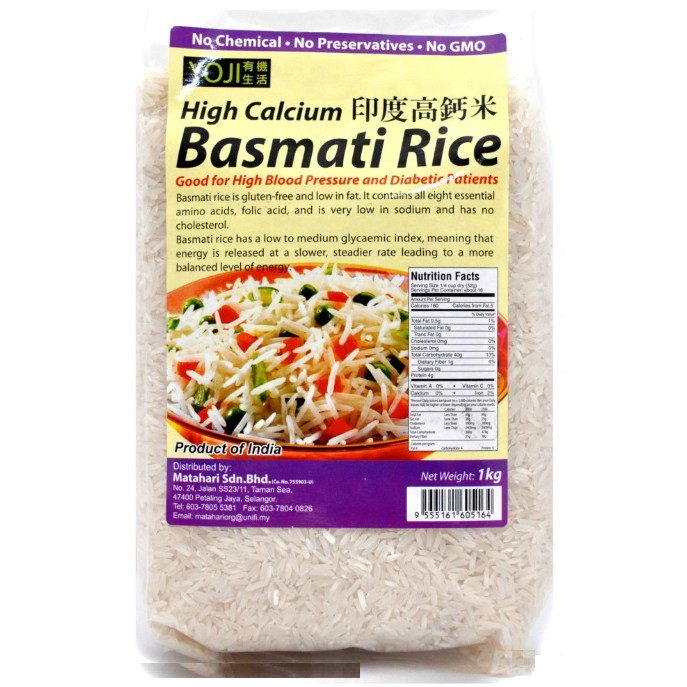 High Calcium Basmati Rice 1kg Mhfood Shopee Malaysia