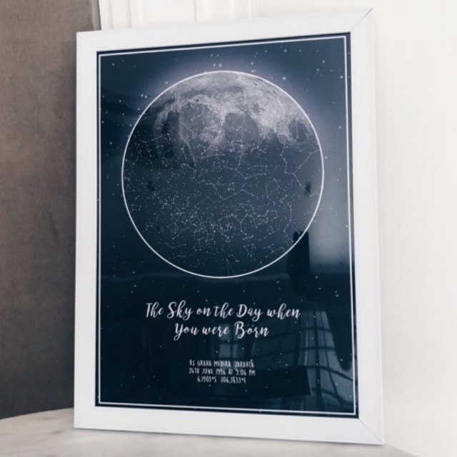 Constellation The Day We Met Custom Constellation Moon Star Maps Poster Framed Frame Anniversary  Girlfriend Birthday Gift | Shopee Malaysia