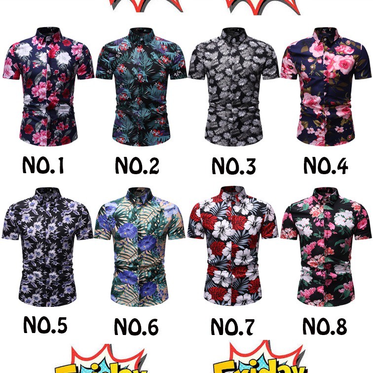 baju kemeja lelaki batik bunga flora M-3XL tt473er | Shopee Malaysia