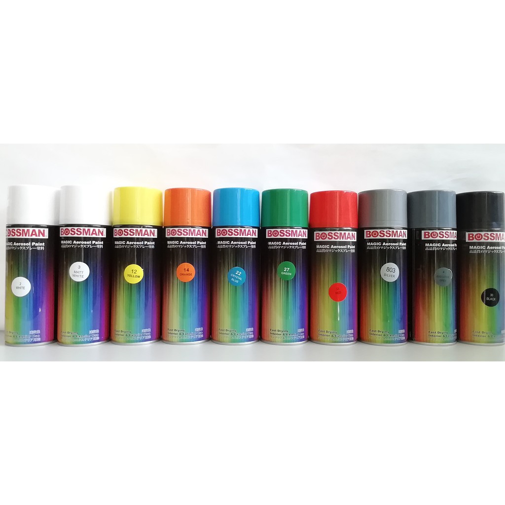 Bossman Aerosol Spray paint White, Matt white, yellow, orange, crystal ...