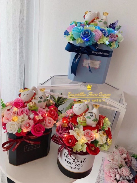 中型招财猫花桶 花篮 Lucky Cat Flower Shopee Malaysia