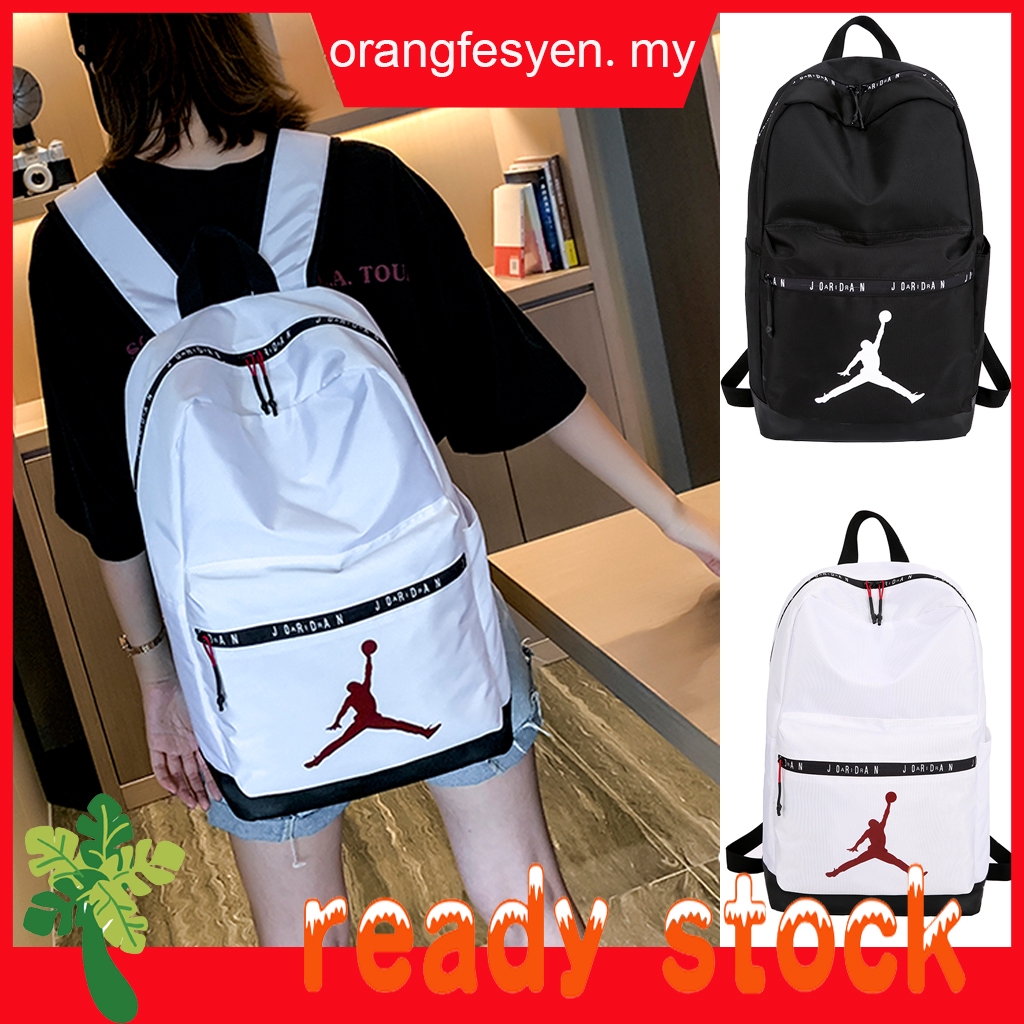 black and white jordan backpack