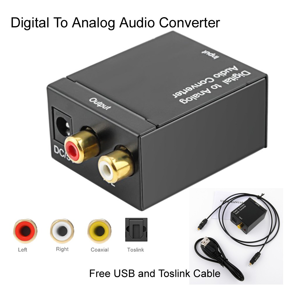 Digital To Analog Audio Optical Spdif Coaxial To Rca R L Audio Converter Adapter Shopee Malaysia