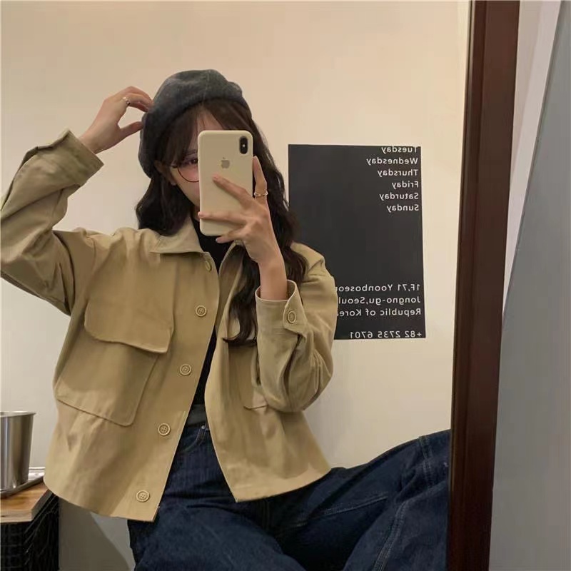 Korean Style Women Ladies Autumn Winter Long-sleeved Loose Short Wrok Jacket Coat Outwear Ready Stock New