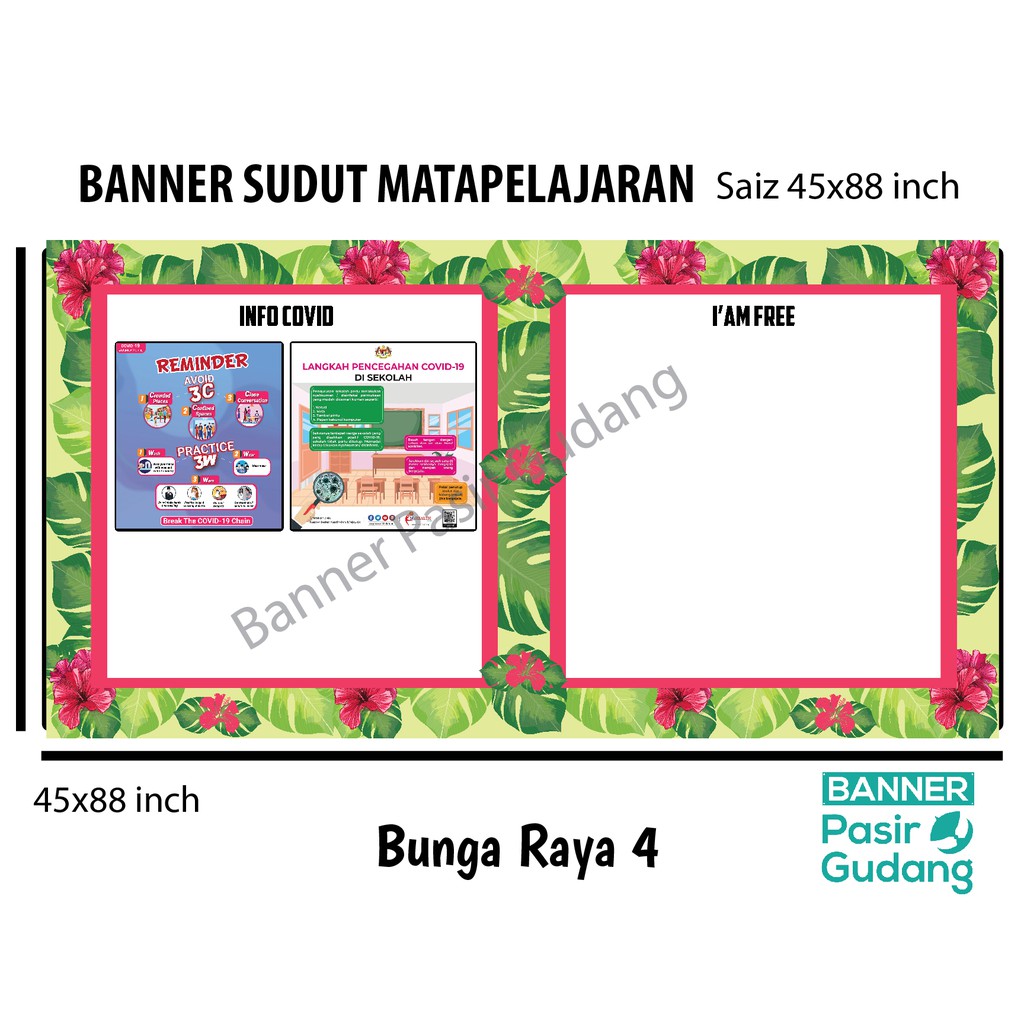 Banner Sudut Matapelajaran Saiz Penuh Board Kelas Full Board Design Bunga Raya 123 Shopee Malaysia