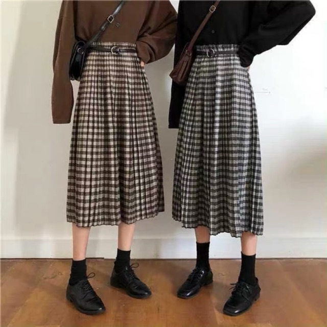 plaid skirt long