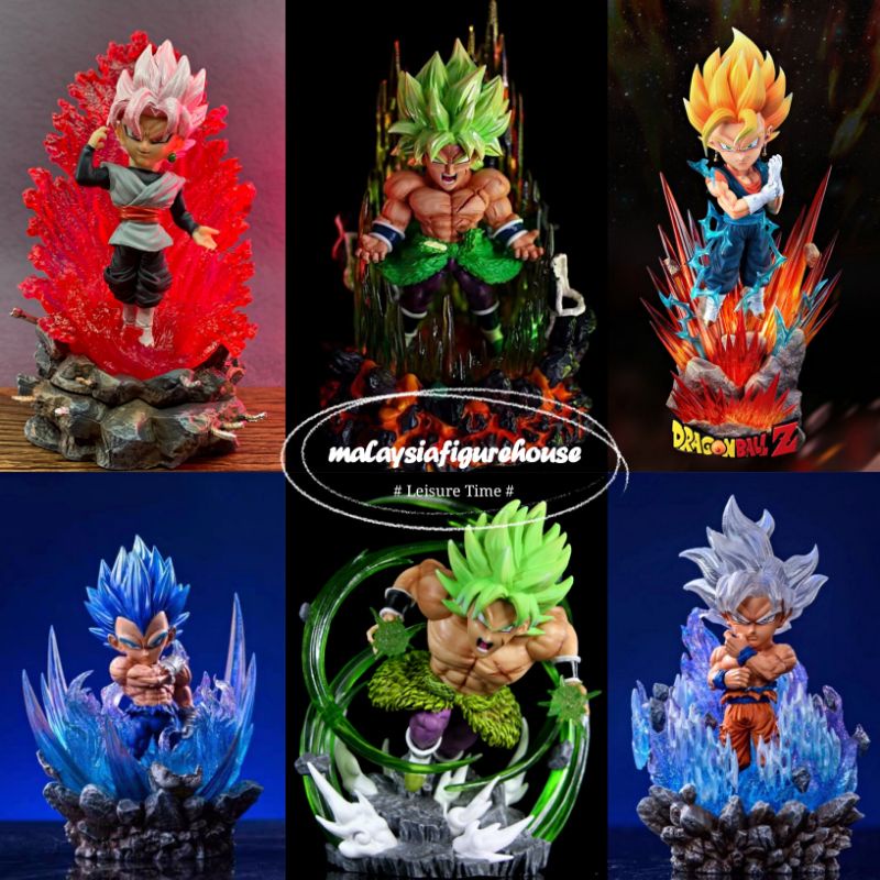 READY STOCKDRAGON BALL VEGETA BROLY PINK GOKU VEGITO LIGHT UP FIGURE STATUE MODEL 七龙珠 贝吉塔 布罗利 悟空 桃红悟空 贝吉特 发光 手办 雕像 模型