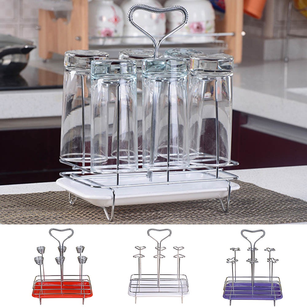 Water Glass Mug Coffee Cup Drain Holder Drying Rack Stand Shelf With Square Tray Shopee Malaysia 4266