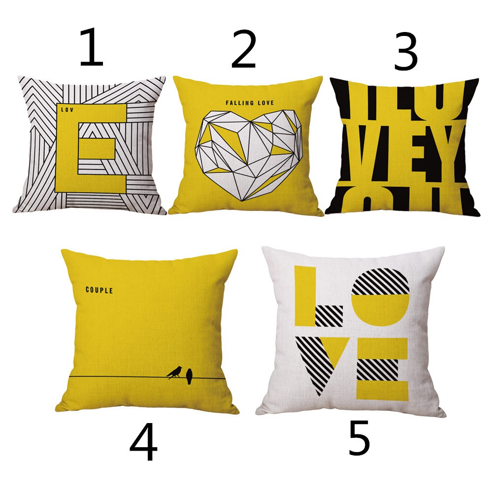 Decorative Pillow Case Mustard Yellow Geometric Fall Autumn