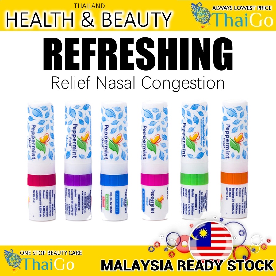 泰国Nasal Inhaler Peppermint Field Spa Aroma Aromatic 薄荷香筒鼻通x 6 | Shopee  Malaysia