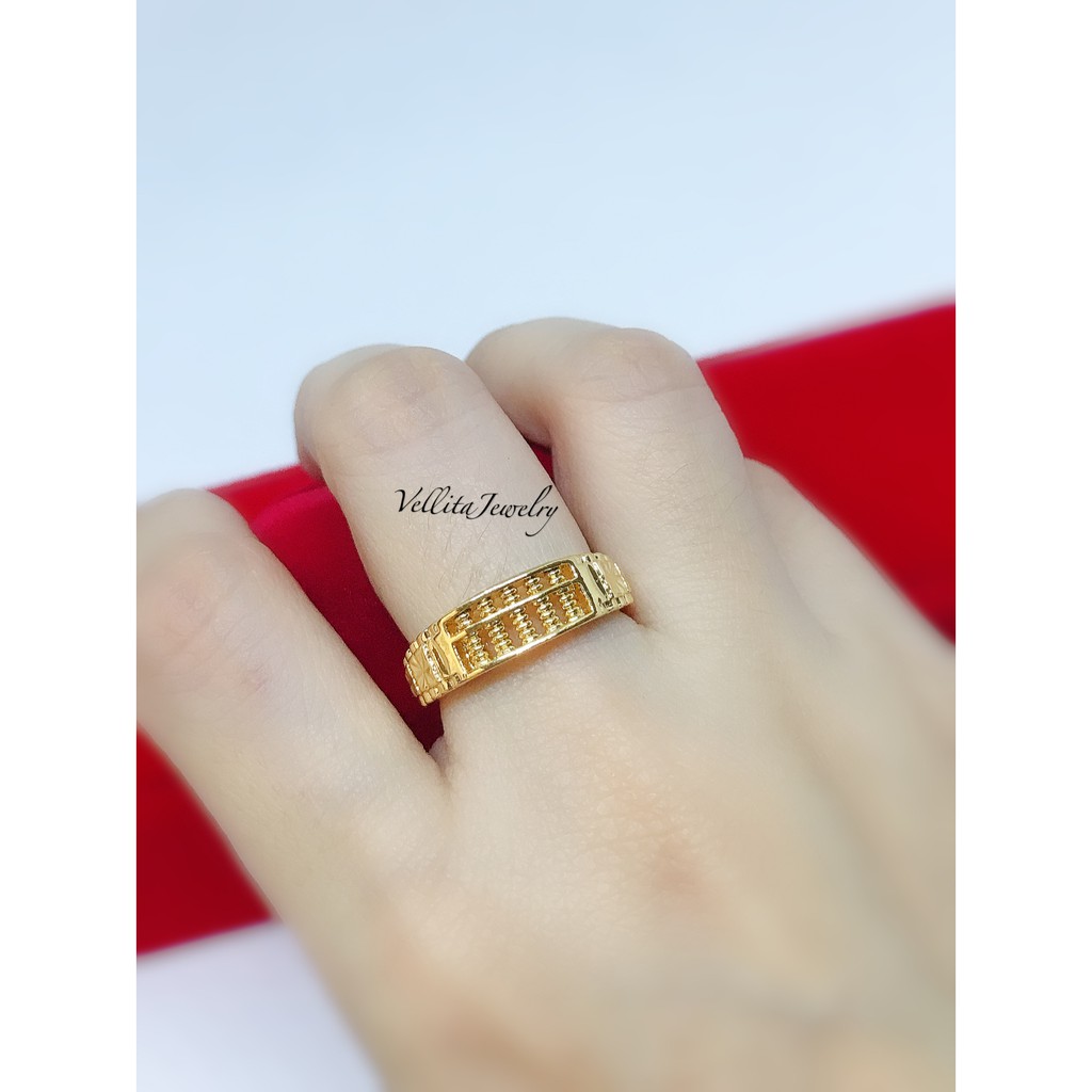 999.9 Gold Plated Abacus Ring 4mm/6mm【Cincin Sempoa/算盘戒指】 | Shopee Malaysia