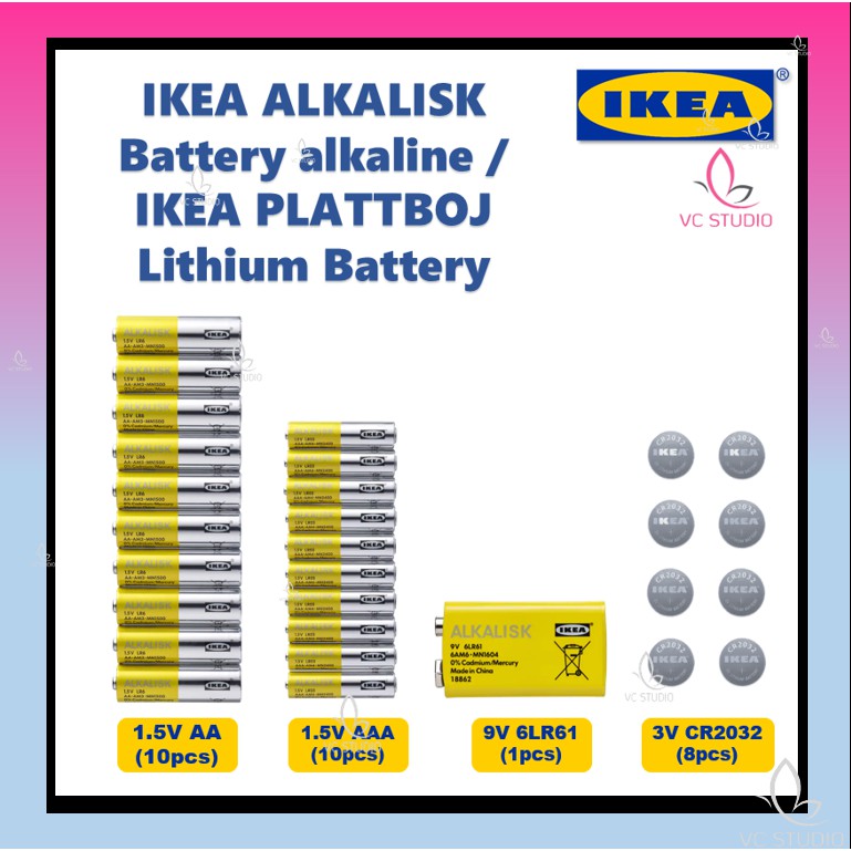 IKEA ALKALISK Battery alkaline /IKEA PLATTBOJ Lithium Battery Shopee