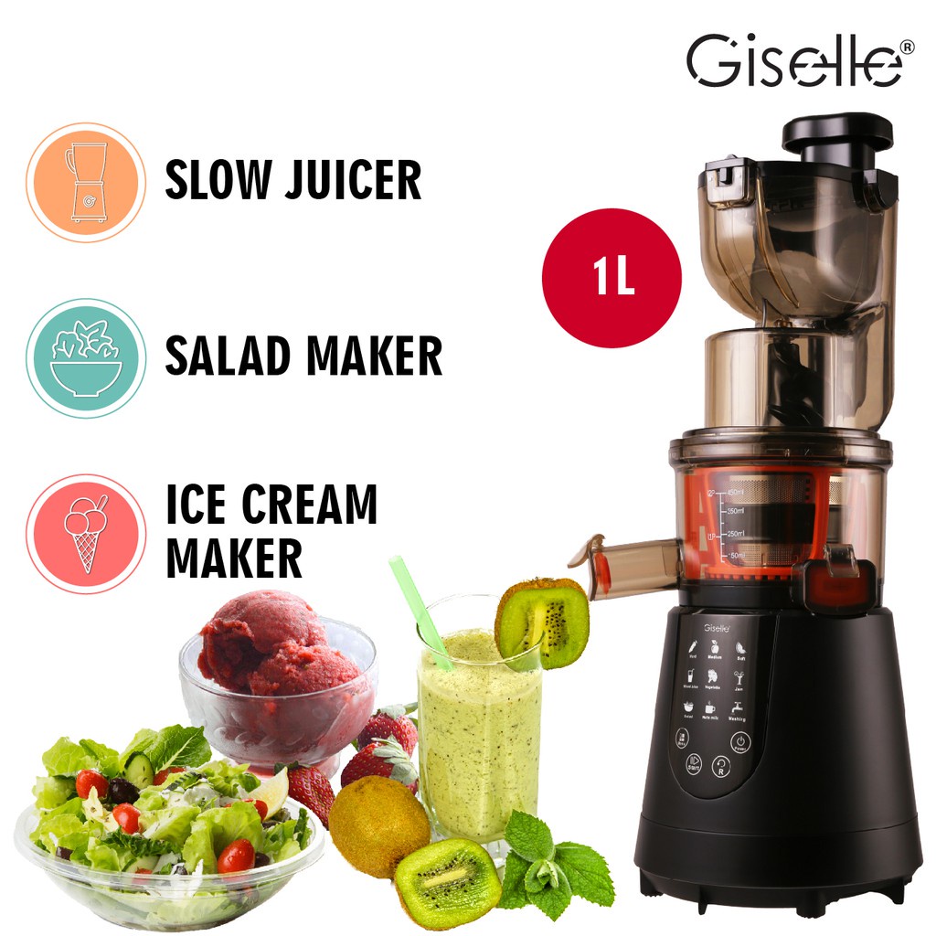 ❒⊙❣Giselle Multifunctional Big Mouth Slow Juicer, Salad Maker, Food Spiralizer, Ice Cream Maker KEA0355