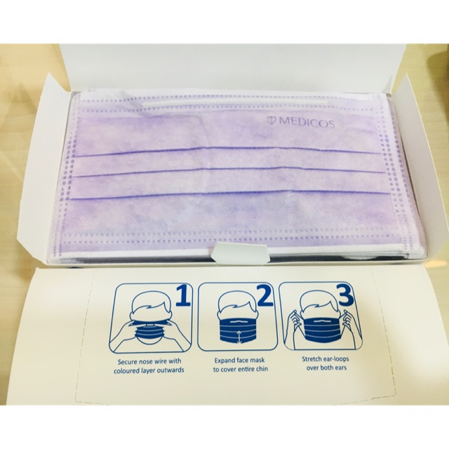 Medicos 3 ply Face Mask 50's (Purple 
