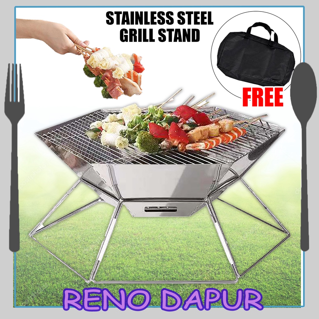 Folding Campfire Grill Barbecue Rack 304 Stainless Steel Bbq