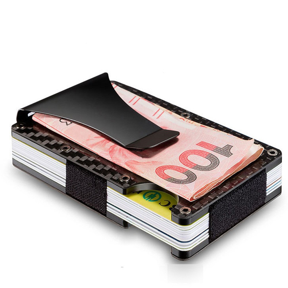 RFID Blocking Slim Carbon Fiber Metal Wallet Money Clip ...