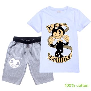 Kids Costume Tees Boys Girls Bendy And The Ink Machine Cosplay Keep Smile Clothes Tshirt Short Sleeve T Shirt Tee Tops Shopee Malaysia - bendy and the ink machine short sleeve t shirt kids roblox keep smiling tee tops