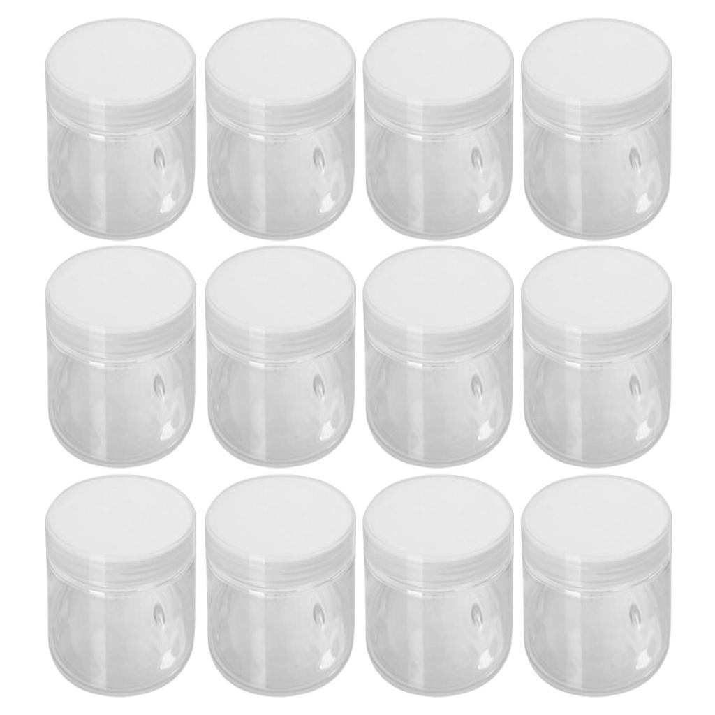 12pcs Storage Round Clear Jars with Wide Mouth Plastic