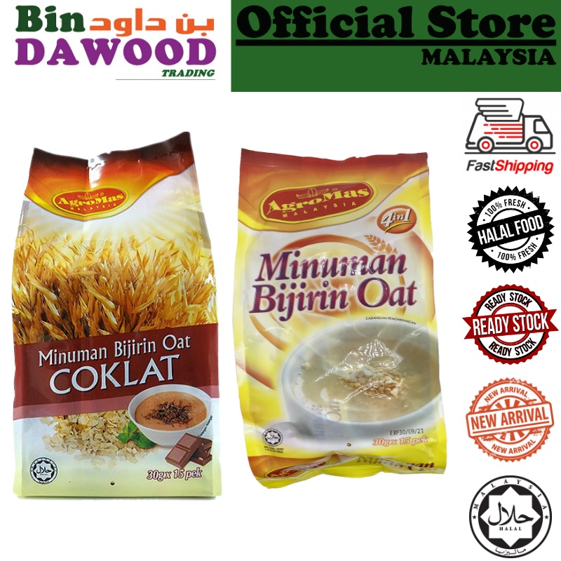 AGROMAS MINUMAN BIJIRIN OAT 4IN1 30GX15PEK OAT DAN COKLAT OATS CEREAL ...