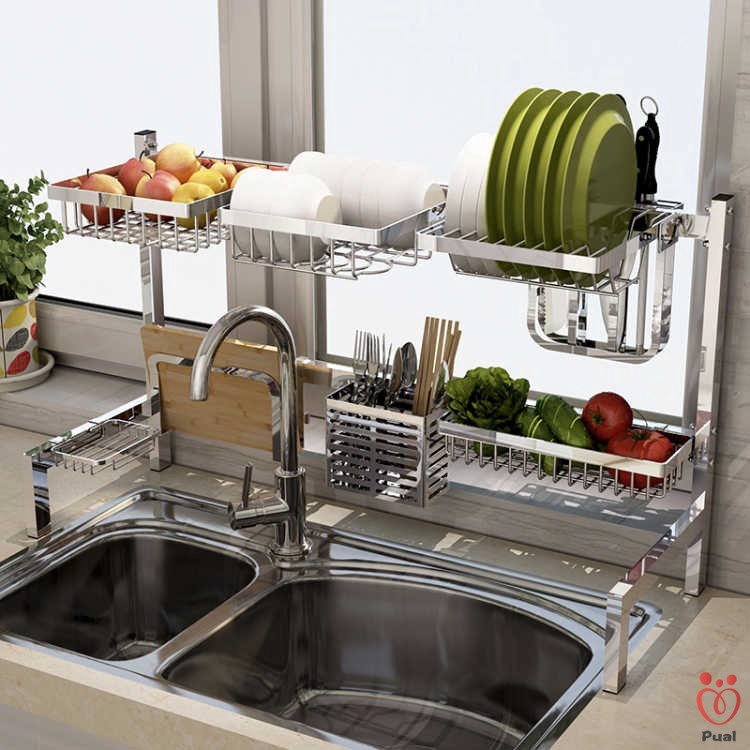 304 Stainless Steel Sink Dish Rack Kitchen Storage Rack Rak Pinggan