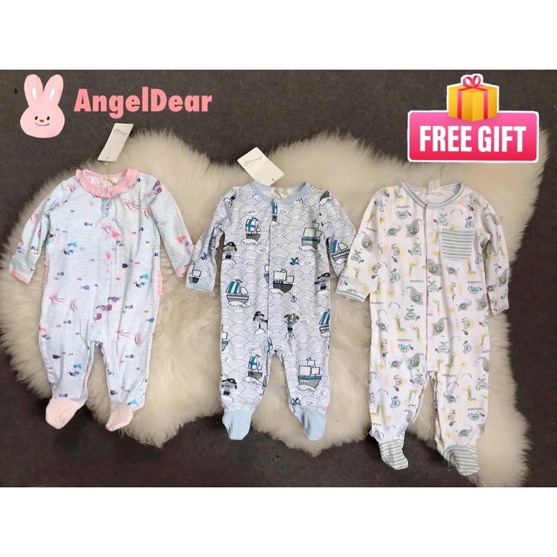 🔥Ready Stock🔥Angel Dear Baby Sleepsuit pyjama Jumpsuit Sleepwear with