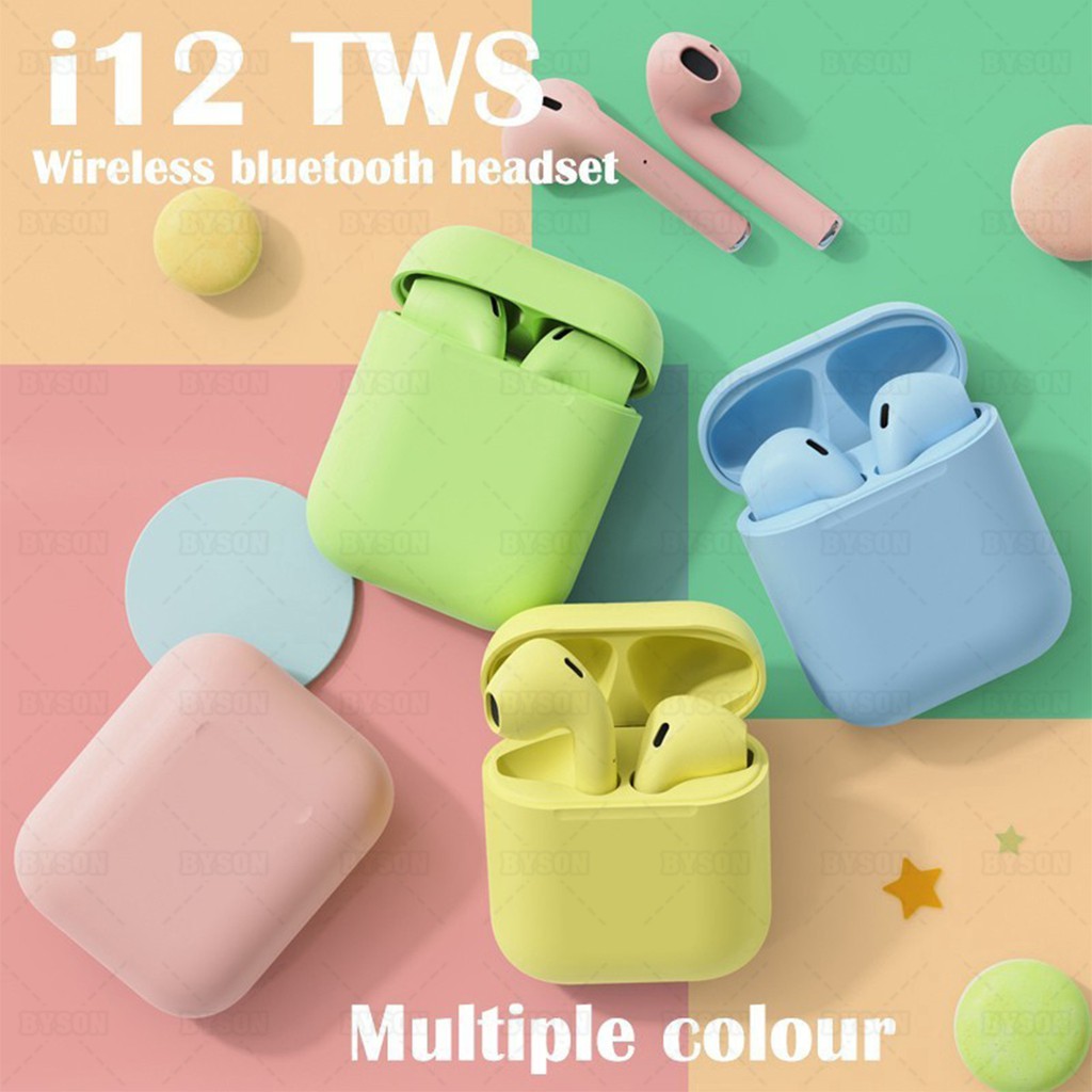 Ready Stock Original I12 Macaron Bluetooth Earphone Inpods 12 Wireless Earphone Earbuds V5 0 With Mic Pop Up Window For Iphone Android Phone Malaysia