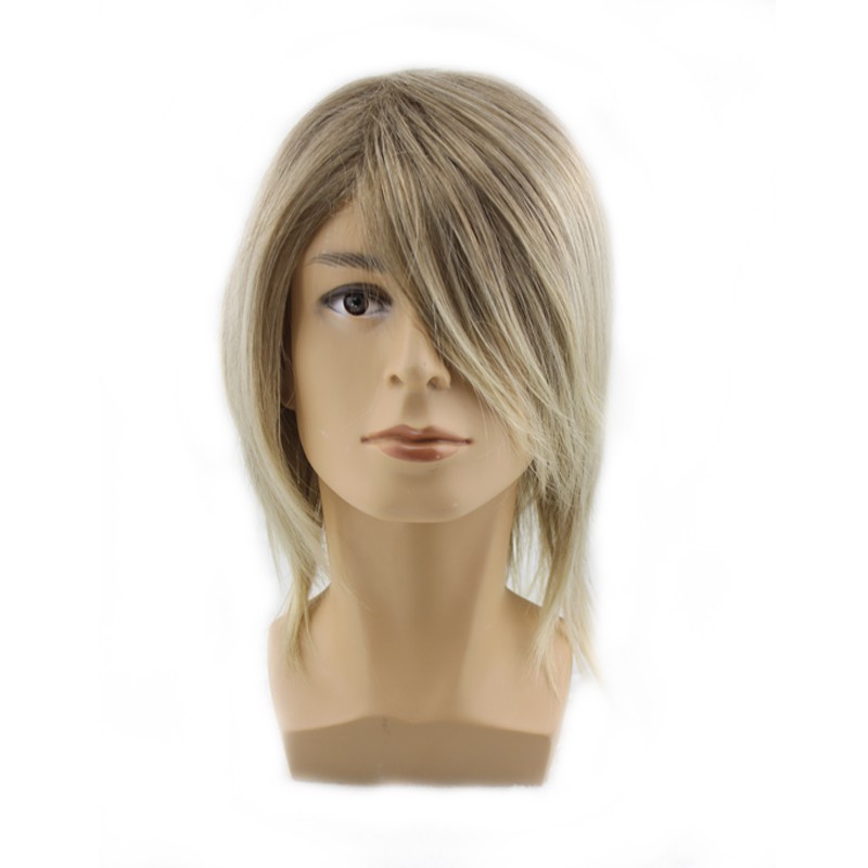 Mens Blonde Wig Male Handsome Brown Man Wigs Synthetic Hair Wigs