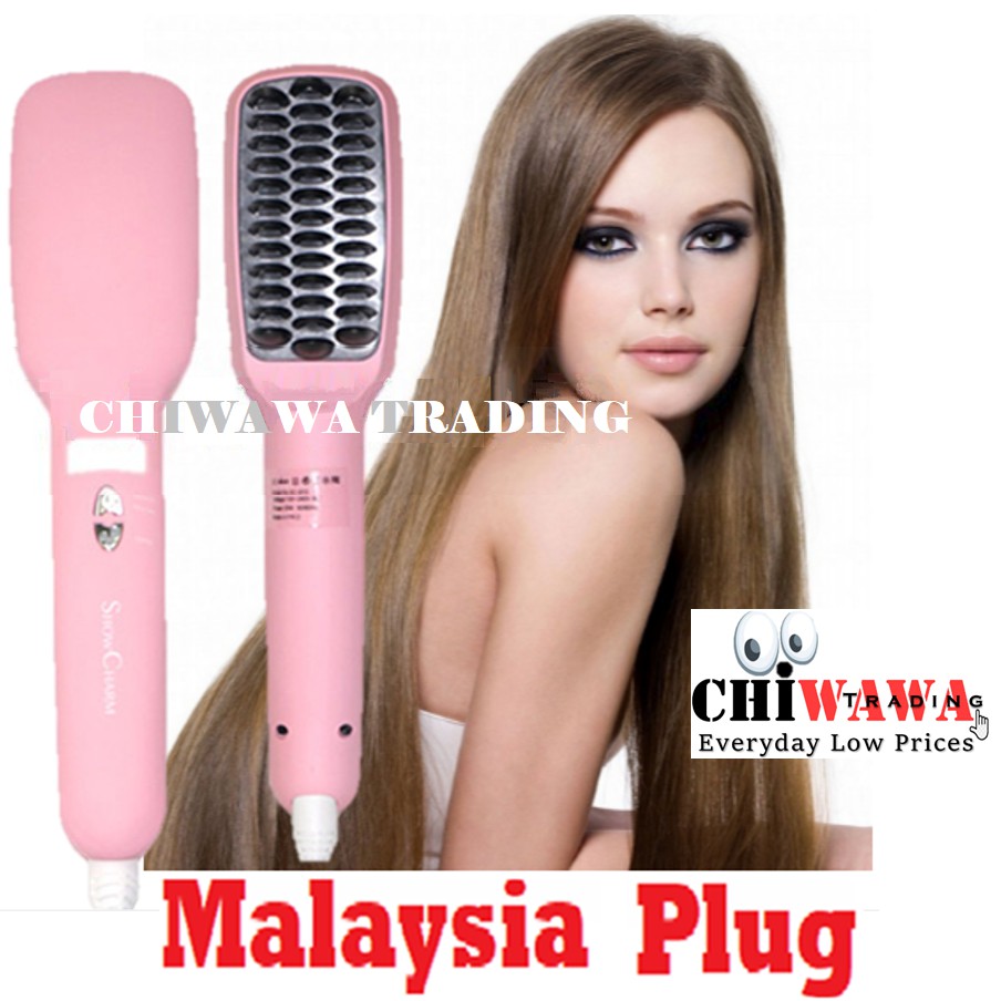 【Anti Hair Split】Ionic Hair Straightener Comb Brush Curler Irons / Sikat Pelurus