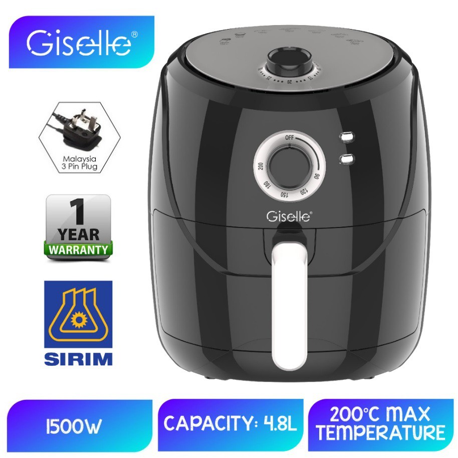 Giselle 4 8l Manual Air Fryer With Timer Temperature Control Black Kea0204 Shopee Malaysia