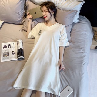 Summer Korean Princess Sweet Loose Nightdress Cotton Women Comfort Short Sleeve