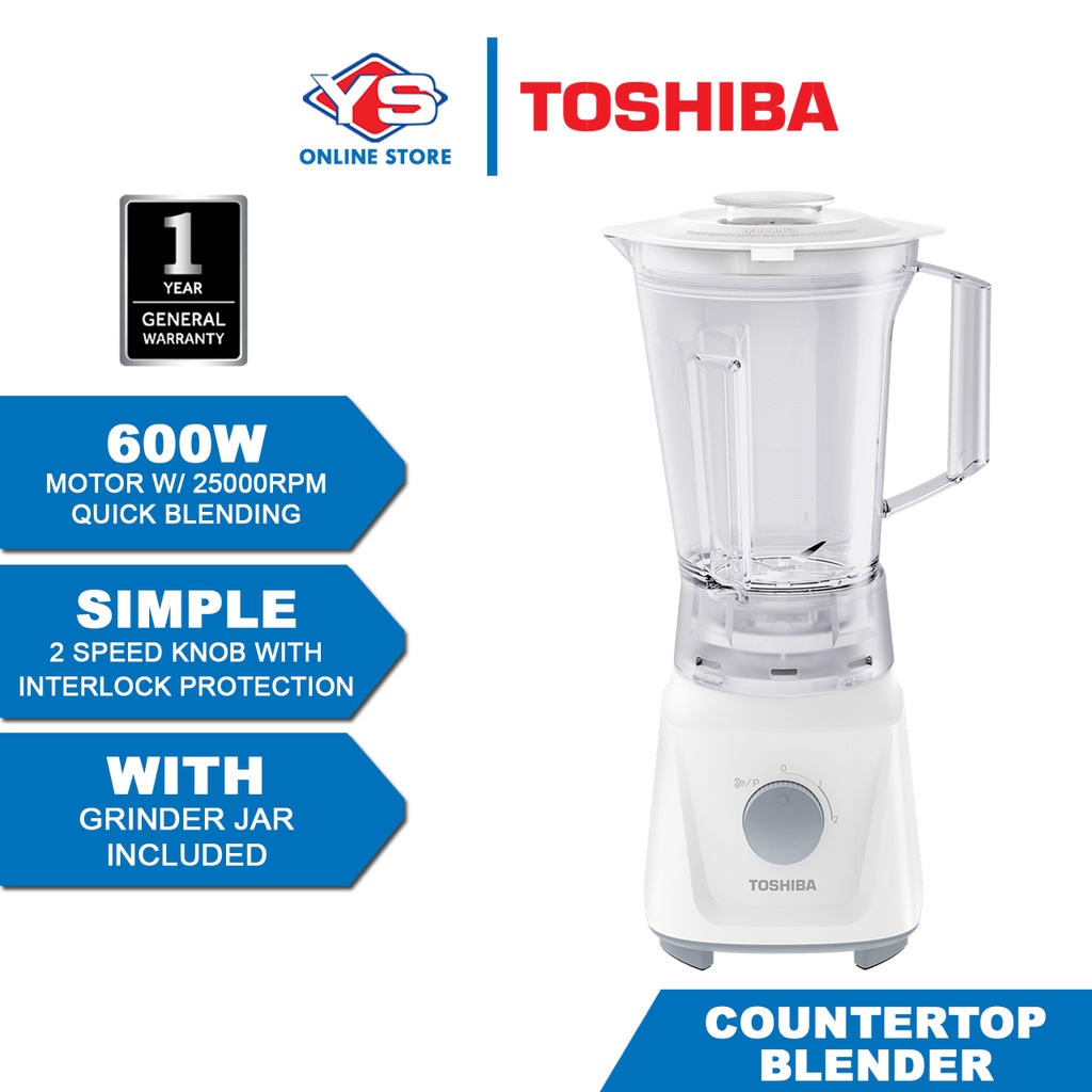 Toshiba 2 Speed Countertop Blender with Grinder Jar BL60PHNMY BL