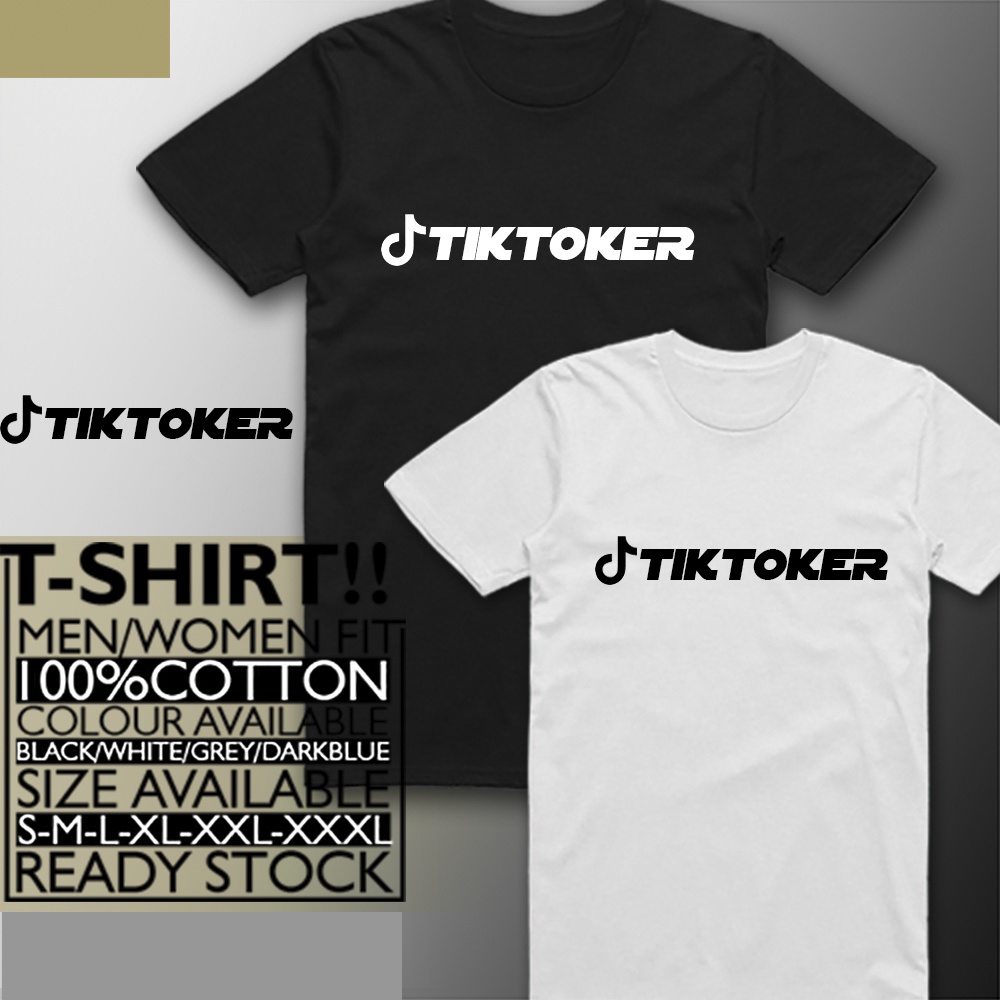 TIKTOKER TSHIRT BAJU DESIGN 100%COTTON BIG/SMALL LOGO FREE STICKER