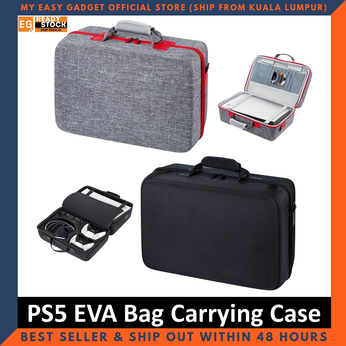 Ps5 Eva Waterproof Hard Shell Carrying Case Protective Travel Storage