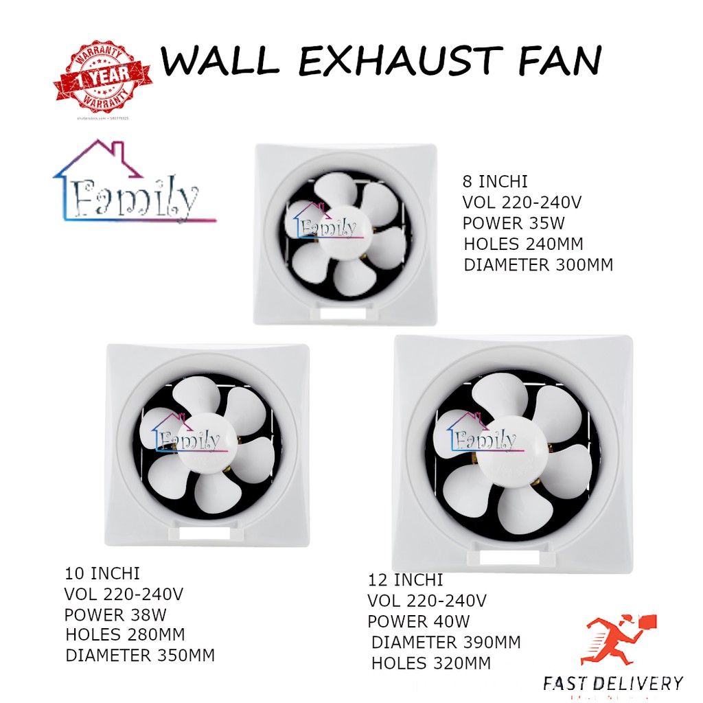 Pvc Wall Exhaust Fan 8 10 12 White Shopee Malaysia