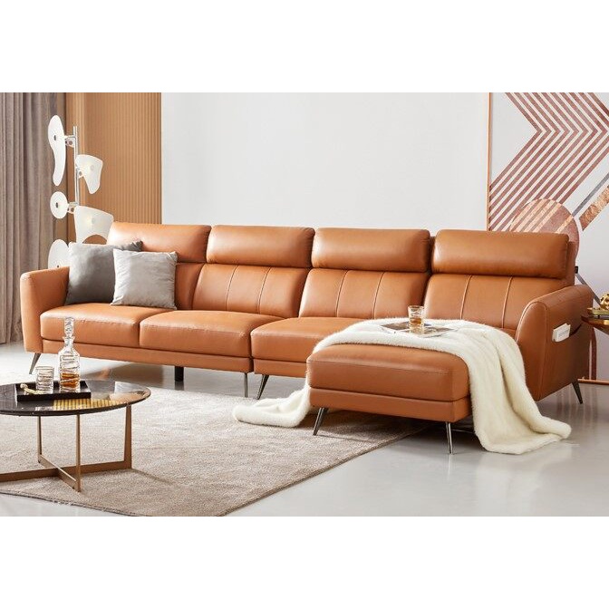 YS Nordic Italian leather sofa modern light luxury, L shape/High back