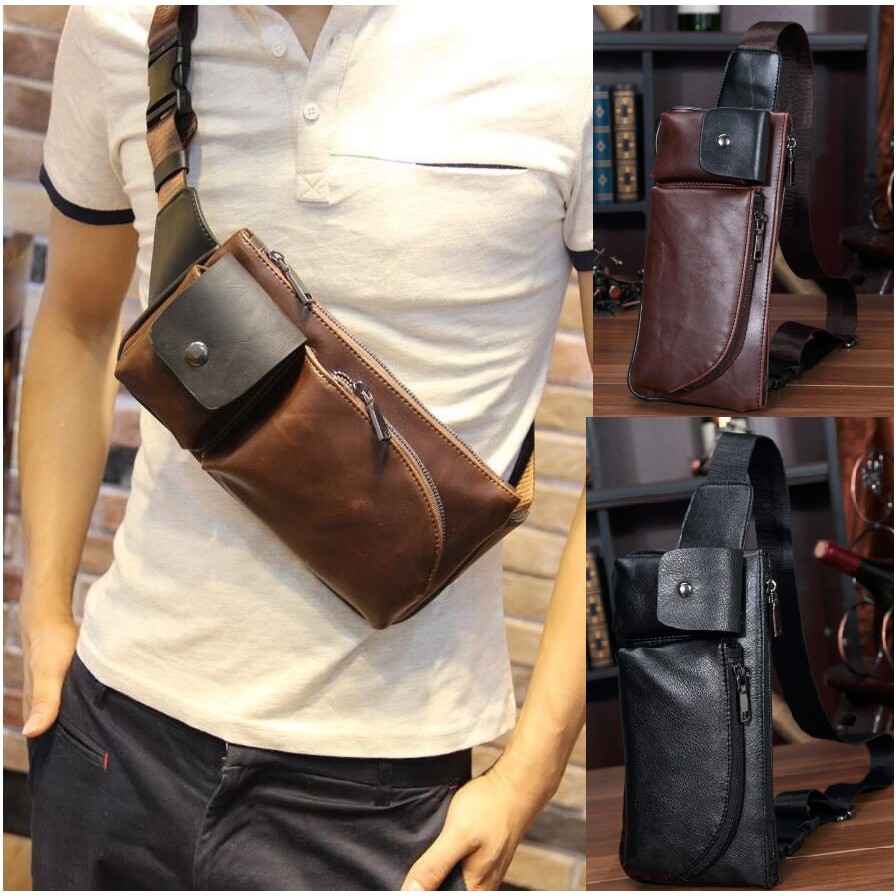 real leather man bag