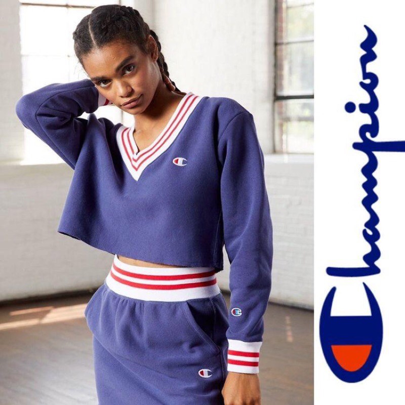 champion v neck sweatshirt navy