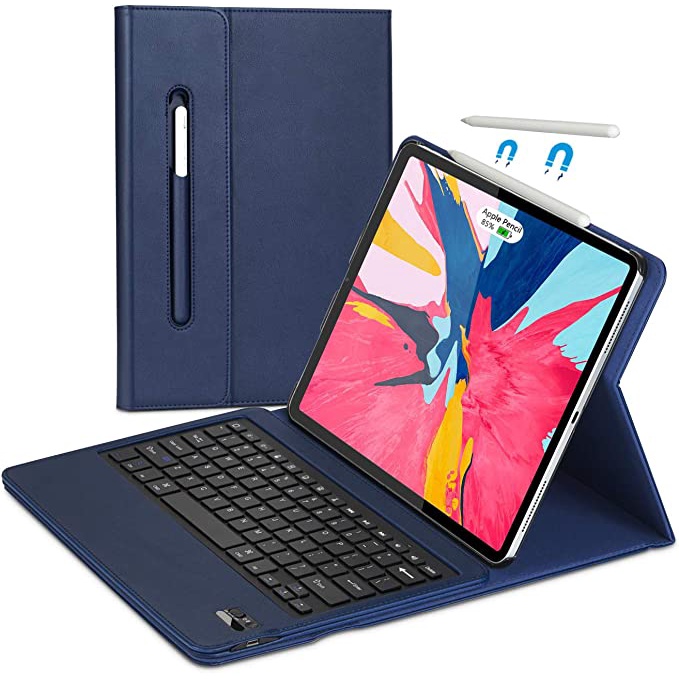 iPad Pro 12.9 2018 Keyboard Case, Wireless iPad Keyboard + Folio Smart