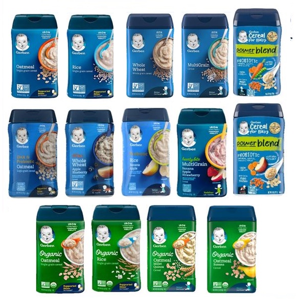 [Fast Delivery] USA Gerber Single Grain / Oatmeal / MultiGrain / Rice / DHA Probiotic Baby Instant Cereal