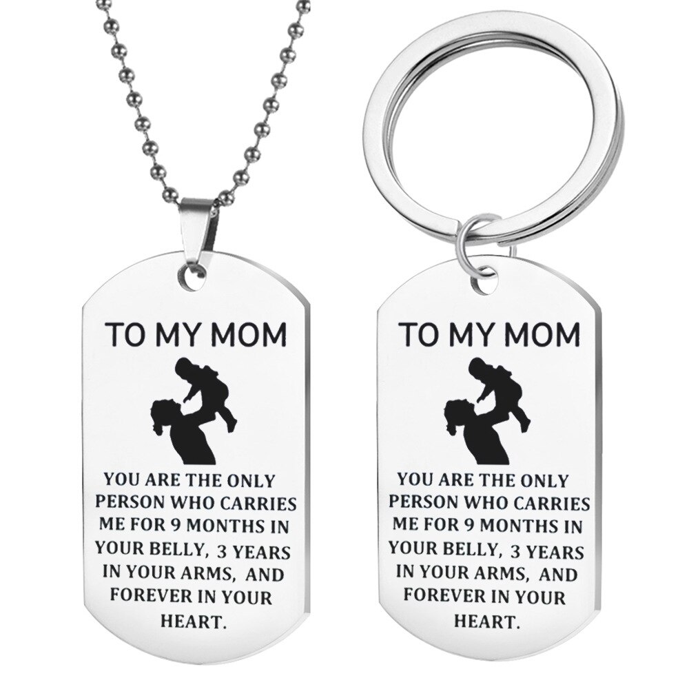 Son and Daughter Give Mom and Dad Inspirational Necklace Pendant Keychain Inspirational Dog Tag Jewelry Birthday Love Gift