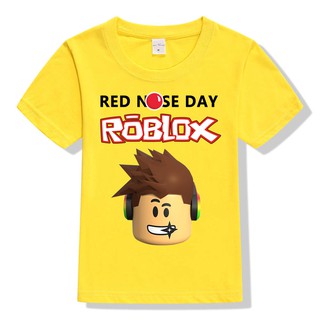 New Kids Roblox Red Nose Day T Shirt Boys Girls Cartoon Summer Tops Tees - roblox nose