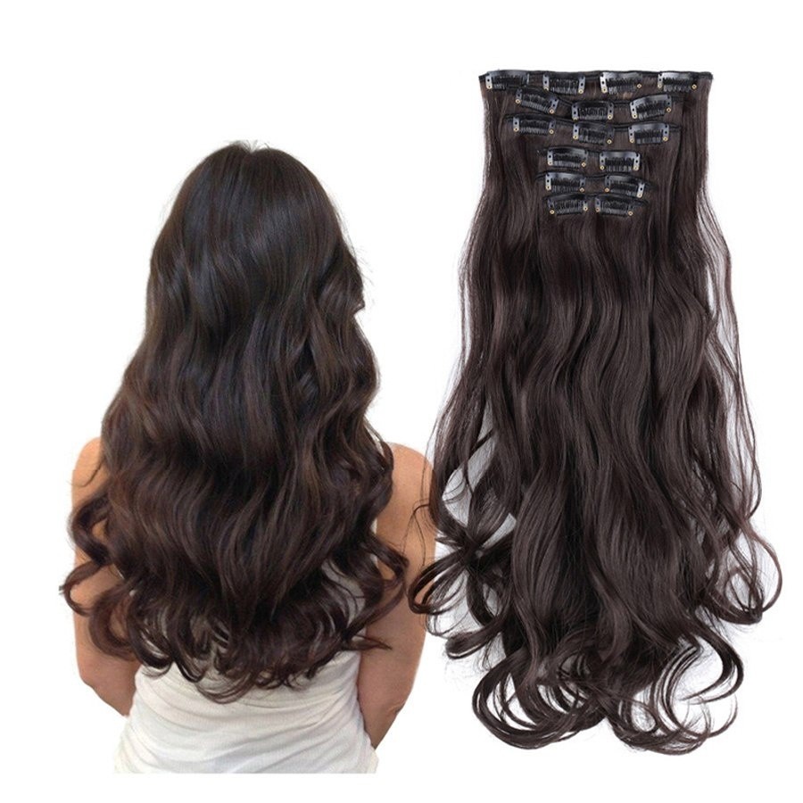 Wig Clip In Hair Extensions Thick Long 16 Clips Curly Wavy